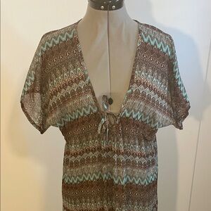 Elegant Brown and Teal Maxi Dress